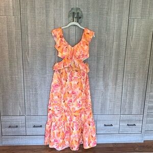 Zara Linen Ruffled Midi Dress‎